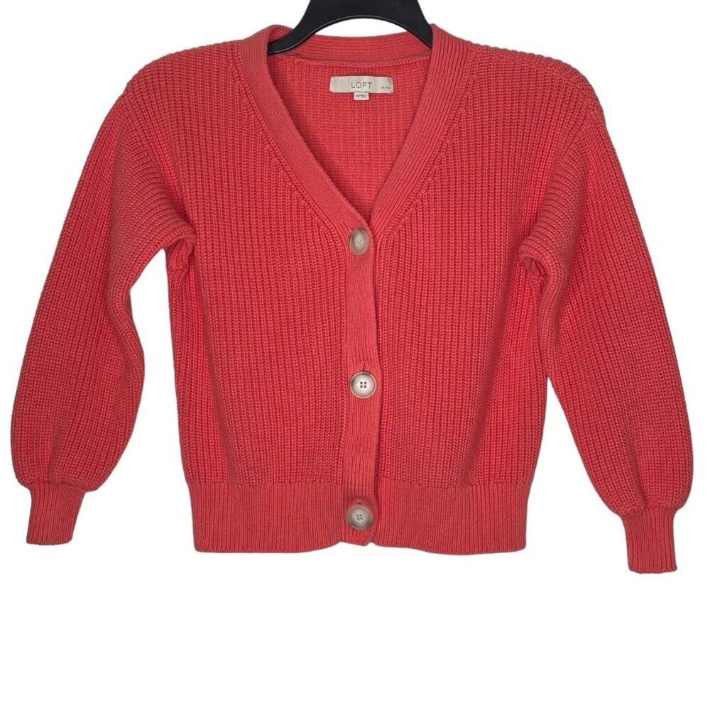 LOFT Coral Button-Up Sweater